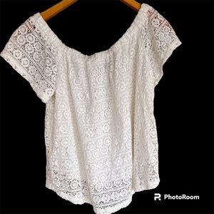 Abercrombie & Fitch White Cotton Lace Top Size L